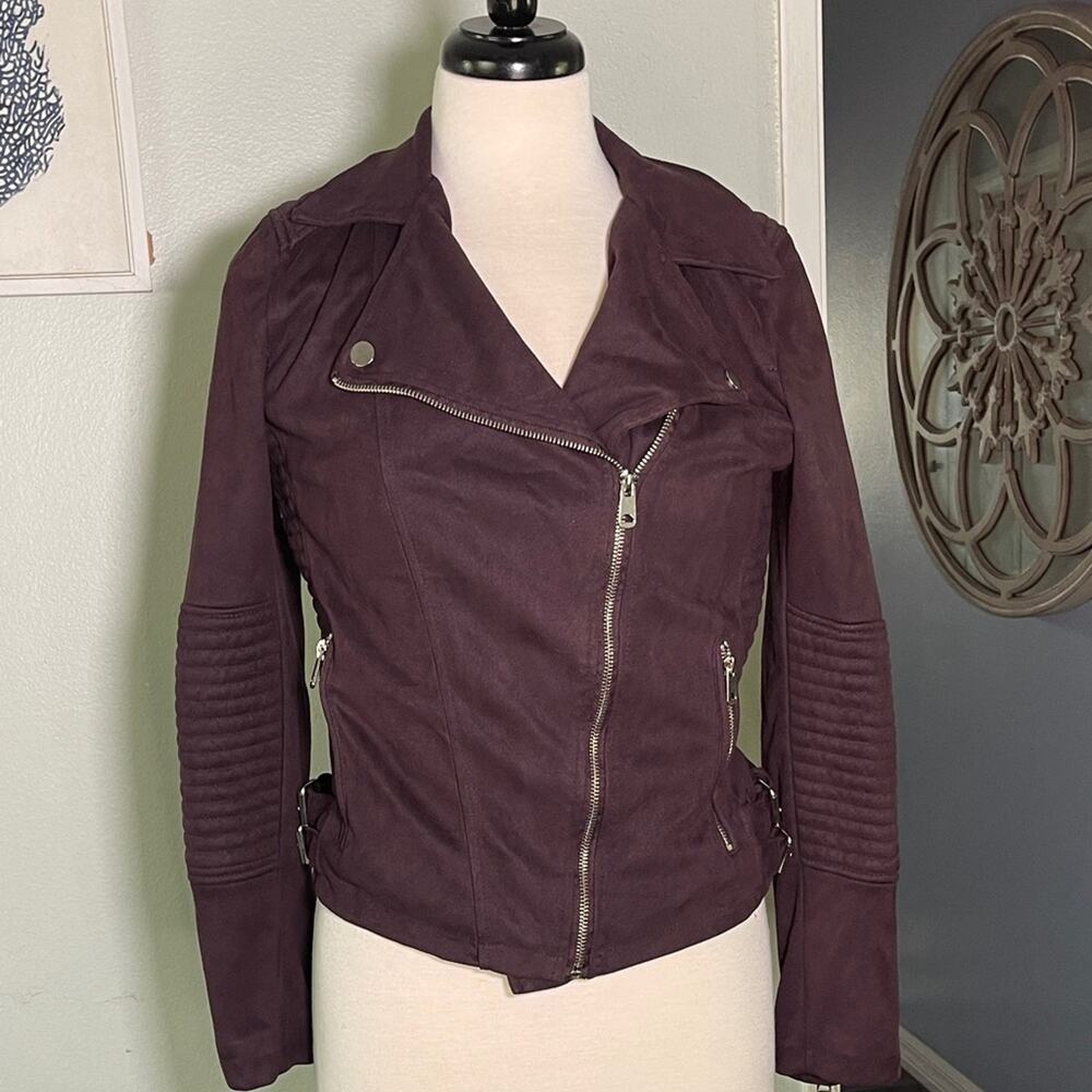 Women's PurpleFaux Leather/ Suede Moto Jacket